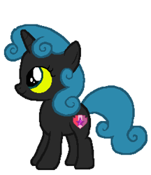 Size: 518x600 | Tagged: artist needed, safe, anonymous artist, imported from derpibooru, queen chrysalis, sweetie belle, pony, unicorn, female, filly, foal, palette swap, recolor, smiling, solo, solo female, ultimate chrysalis