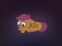 Size: 2000x1500 | Tagged: safe, artist:craftycirclepony, imported from derpibooru, scootaloo, pegasus, pony, crying, female, filly, floppy ears, foal, looking down, lying down, sad, solo