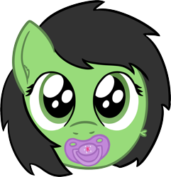 Size: 1238x1282 | Tagged: safe, artist:cleverround, imported from derpibooru, oc, oc only, oc:filly anon, earth pony, pony, bust, cute, female, filly, foal, looking at you, pacifier, solo, twilight sparkle's cutie mark