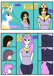 Size: 564x789 | Tagged: safe, artist:sephirothwolf, imported from derpibooru, princess celestia, anthro, comic, female, human to anthro, transformation, transformation sequence