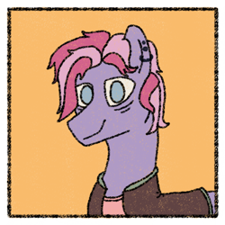 Size: 650x650 | Tagged: safe, artist:nukepony360, imported from derpibooru, oc, oc only, oc:cherry ripe, earth pony, fallout equestria, bags under eyes, border, bust, clothes, ear piercing, jacket, male, piercing, portrait, simple background, solo, stallion, varsity jacket