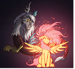 Size: 2048x1870 | Tagged: safe, artist:pastelishish, imported from derpibooru, discord, fluttershy, draconequus, pegasus, spoiler:g5comic, crying, g5, old man discord