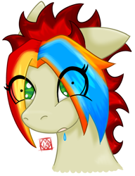 Size: 500x650 | Tagged: safe, artist:ginpu, imported from derpibooru, oc, oc only, oc:sketchy moves, earth pony, pony, drool, eye clipping through hair, female, mare, shrunken pupils, simple background, solo, white background