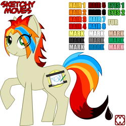 Size: 3017x3000 | Tagged: safe, artist:ginpu, imported from derpibooru, oc, oc only, oc:sketchy moves, earth pony, pony, eye clipping through hair, female, mare, reference sheet, simple background, solo, transparent background