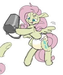 Size: 773x919 | Tagged: safe, artist:0lileli, imported from derpibooru, mean fluttershy, pegasus, pony, the mean 6, clone, diaper, diaper fetish, fetish, non-baby in diaper, simple background, solo, wet diaper, white background