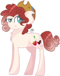 Size: 1374x1722 | Tagged: safe, artist:gallantserver, imported from derpibooru, oc, oc:cordial berry, earth pony, pony, female, hat, mare, offspring, parent:buffalo bull, parent:cherry jubilee, simple background, solo, transparent background