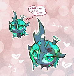 Size: 3100x3192 | Tagged: safe, artist:buciarekk, artist:kekekekekekekk_, imported from derpibooru, queen chrysalis, alicorn, changeling, blushing, chibi, cute, cutealis