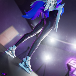 Size: 2160x2160 | Tagged: safe, artist:shadowboltsfm, imported from derpibooru, oc, oc:inkwell stylus, anthro, plantigrade anthro, 3d, blender, clothes, feet, female, high res, leggings, low angle, not sfm, sandals, solo