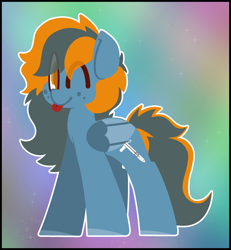 Size: 1896x2048 | Tagged: safe, artist:moonydusk, imported from derpibooru, oc, oc only, oc:skittle, pegasus, pony, :p, one eye closed, solo, tongue out, wink