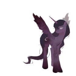 Size: 2000x2000 | Tagged: safe, artist:pascal571, imported from derpibooru, princess luna, pony, female, looking at you, mare, simple background, solo, spread wings, white background, wings