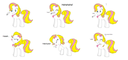 Size: 1674x788 | Tagged: safe, artist:sarahgirl1998, imported from derpibooru, oc, oc only, pony creator, bow, comic, feather, female, hair bow, jewelry, mare, necklace, pre sneeze, simple background, sneezing, tail, tickling, two toned mane, two toned tail, white background