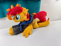 Size: 4032x3024 | Tagged: safe, artist:kazzysart, imported from derpibooru, oc, oc:cave glider, pegasus, pony, clothes, hoodie, irl, lying down, male, photo, plushie, prone, solo, sploot, stallion