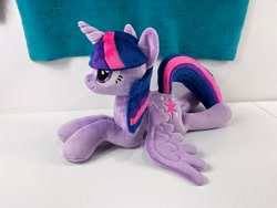 Size: 4032x3024 | Tagged: safe, artist:kazzysart, imported from derpibooru, twilight sparkle, alicorn, pony, irl, lying down, photo, plushie, prone, solo, sploot, twilight sparkle (alicorn)