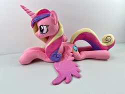 Size: 4032x3024 | Tagged: safe, artist:kazzysart, imported from derpibooru, princess cadance, alicorn, pony, irl, lying down, photo, plushie, prone, solo, sploot