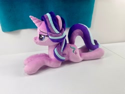 Size: 4032x3024 | Tagged: safe, artist:kazzysart, imported from derpibooru, starlight glimmer, pony, unicorn, irl, lying down, photo, plushie, prone, solo, sploot