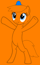 Size: 753x1202 | Tagged: safe, artist:101pandamaniac101, artist:spitfirethepegasusfan39, earth pony, pony, adult blank flank, arms in the air, base used, bipedal, blank flank, g4, hands in the air, hat, male, mr. men, mr. tickle, orange background, ponified, simple background, smiling, solo, stallion