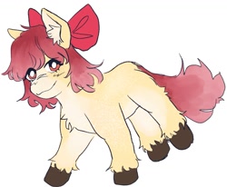 Size: 1511x1244 | Tagged: safe, artist:wutherchan, imported from derpibooru, apple bloom, earth pony, pony, alternate design, female, filly, foal, looking at you, simple background, smiling, smiling at you, solo, unshorn fetlocks, white background