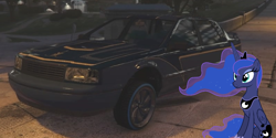 Size: 920x461 | Tagged: safe, artist:didgereethebrony, imported from derpibooru, part of a set, princess luna, alicorn, pony, 1000 years in photoshop, albany primo custom, car, game screencap, grand theft auto, gta online, solo