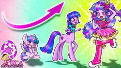 Size: 686x386 | Tagged: safe, imported from derpibooru, twilight sparkle, alicorn, centaur, taur, equestria girls, arrow, clothes, dress, egg, female, filly, filly twilight sparkle, rainbow, twilight sparkle (alicorn), younger, youtube thumbnail