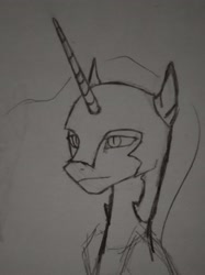 Size: 1977x2637 | Tagged: safe, imported from derpibooru, nightmare moon, alicorn, pony, monochrome, pencil drawing, sketch, solo, traditional art