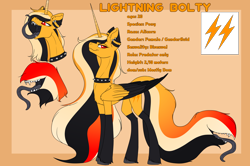 Size: 7662x5080 | Tagged: safe, artist:lightning bolty, imported from derpibooru, oc, oc:lightning bolty, alicorn, alicorn oc, black insides, concave belly, cutie mark, female, folded wings, gradient horn, horn, horn markings, large wings, long horn, long legs, long mane, long tail, long tongue, looking at camera, mare, multicolored hair, multicolored tail, open mouth, reference sheet, simple background, slender, smug smile, sternocleidomastoid, tail, tailmouth, tall, thin, tongue out, unshorn fetlocks, wings