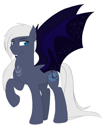 Size: 2218x2702 | Tagged: safe, imported from derpibooru, oc, oc only, oc:chronos, bat pony, pony, base used, bat wings, blue eyes, cutie mark, grey fur, long hair, male, next generation, parent:princess luna, ponytail, solo, stallion, white hair, wings