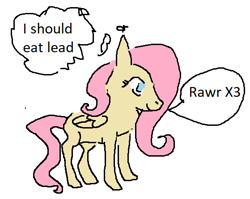 Size: 559x446 | Tagged: safe, anonymous artist, derpibooru exclusive, imported from derpibooru, fluttershy, pegasus, pony, female, ms paint, rawr, shitposting, simple background, smiling, solo, white background