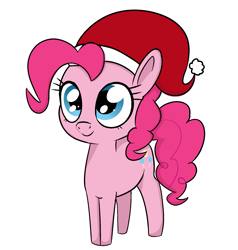 Size: 1613x1697 | Tagged: safe, artist:axlearts, pinkie pie, earth pony, pony, christmas, female, hat, holiday, mare, santa hat, simple background, smiling, solo, white background