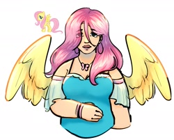 Size: 1613x1298 | Tagged: safe, artist:aziralover, imported from derpibooru, fluttershy, human, human coloration, simple background, solo, white background