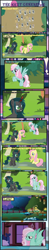 Size: 1666x8543 | Tagged: safe, artist:shootingstarsentry, imported from derpibooru, fluttershy, oc, oc:lilypad, oc:nightshade (digimonlover101), bat pony, changepony, cow, hybrid, pony, comic:the next generation, chair, fluttershy's cottage, interspecies offspring, multiple heads, offspring, parent:doctor caballeron, parent:fluttershy, parent:king sombra, parent:queen chrysalis, parents:caballershy, parents:chrysombra