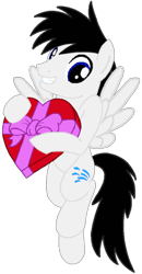 Size: 600x1153 | Tagged: safe, artist:creedyboy124, imported from derpibooru, oc, oc only, oc:shane park, pegasus, pony, box of chocolates, male, simple background, smiling, solo, transparent background, vector