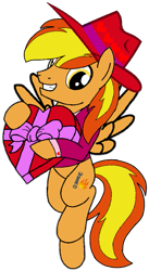 Size: 469x858 | Tagged: safe, artist:noi kincade, imported from derpibooru, oc, oc only, oc:firey ratchet, pegasus, pony, box of chocolates, fedora, hat, holiday, male, simple background, solo, transparent background, valentine's day