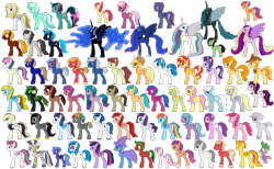 Size: 1920x1186 | Tagged: safe, artist:pompadour nautice, imported from derpibooru, apple bloom, applejack, big macintosh, bon bon, braeburn, caramel apple, cheerilee, derpy hooves, dj pon-3, doctor whooves, fizzy, fluttershy, granny smith, hitch trailblazer, izzy moonbow, lyra heartstrings, nightmare moon, octavia melody, pinkie pie, pipp petals, princess cadance, princess celestia, princess luna, queen chrysalis, rainbow dash, rarity, scootaloo, shining armor, soarin', songbird serenade, spike, spitfire, sprout cloverleaf, starlight glimmer, sunny starscout, sunset shimmer, sweetie belle, sweetie drops, time turner, trixie, twilight sparkle, vinyl scratch, zecora, zipp storm, oc, oc:baker, oc:bastler, oc:bit rate, oc:blue skies, oc:celestial aegis, oc:curiosity cosmos, oc:feather bloom, oc:filly anon, oc:grapefruit frost, oc:jubilee, oc:lighty, oc:lily, oc:lucky bolt, oc:moonbow melody, oc:nuximu, oc:pastel palette, oc:pompadour nautice, oc:scarlet fury, oc:sliding bolt, oc:sofie ottosen, oc:soul harmony, oc:sunlight true, oc:techno colt, oc:zenith, alicorn, my little pony: the movie, 3d, 3d model, female, filly, g1, g5, group, low poly, render, simple background, transparent background, twilight sparkle (alicorn), woona, younger