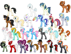 Size: 1920x1443 | Tagged: safe, artist:pompadour nautice, imported from derpibooru, aloe, autumn blaze, coco pommel, double diamond, lightning dust, lotus blossom, minuette, moondancer, nurse redheart, thunderlane, oc, oc:blackjack, oc:calamity, oc:cloudy canvas, oc:crimson uppercut, oc:floor bored, oc:kor dust, oc:littlepip, oc:magic cure, oc:metal trombone, oc:nurse haywick, oc:sign, oc:slate, oc:spotlight splash, oc:velvet remedy, fallout equestria, fallout equestria: project horizons, 3d, 3d model, fanfic art, group, project zomboid, render, simple background, transparent background