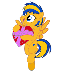 Size: 800x988 | Tagged: safe, artist:mlpfan3991, imported from derpibooru, oc, oc only, oc:flare spark, pegasus, pony, box of chocolates, female, holiday, simple background, solo, transparent background, valentine's day