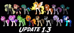 Size: 2384x1080 | Tagged: safe, artist:pompadour nautice, imported from derpibooru, daybreaker, oc, oc:cherri, oc:desiree, oc:greyline, oc:karma chameleon, oc:kooty, oc:marceline, oc:maxwell, oc:midnight sapphire, oc:night stitch, oc:night terror, oc:skylar palette, oc:snow pearl, oc:stoney poney, oc:veen sundown, 3d, 3d model, black background, clothes, project zomboid, render, simple background, socks, striped socks