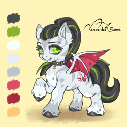 Size: 4000x4000 | Tagged: safe, artist:vanderlei-romos, imported from derpibooru, oc, oc only, pegasus, pony, collar, simple background, solo, yellow background