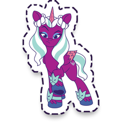 Size: 1024x1024 | Tagged: safe, imported from derpibooru, opaline arcana, alicorn, g5, gameloft, looking at you, my little pony: mane merge, raised hoof, simple background, solo, transparent background