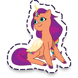 Size: 1024x1024 | Tagged: safe, imported from derpibooru, sunny starscout, alicorn, g5, gameloft, my little pony: mane merge, race swap, simple background, sitting, solo, sunnycorn, transparent background