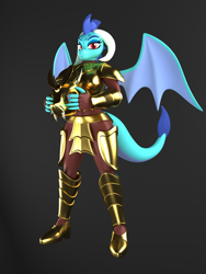 Size: 1500x2000 | Tagged: safe, artist:argos90, imported from derpibooru, princess ember, anthro, 3d, 3d model, armor, golden armor