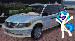 Size: 1005x549 | Tagged: safe, artist:didgereethebrony, imported from derpibooru, part of a set, screencap, dj pon-3, vinyl scratch, pony, unicorn, 1000 hours in ms paint, car, grand theft auto, gta online, solo, van