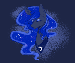 Size: 5760x4875 | Tagged: safe, artist:katrinlove13, imported from derpibooru, princess luna, alicorn, pony, absurd resolution, blue background, bust, eyes closed, female, mare, simple background, solo