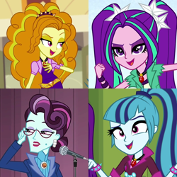 Size: 800x800 | Tagged: safe, edit, edited screencap, imported from derpibooru, screencap, adagio dazzle, aria blaze, principal abacus cinch, sonata dusk, equestria girls, the dazzlings