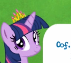 Size: 394x349 | Tagged: safe, imported from derpibooru, screencap, twilight sparkle, alicorn, pony, cropped, crown, gameloft, jewelry, looking at you, my little pony: magic princess, oof, regalia