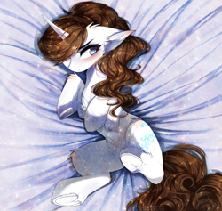 Size: 4189x3965 | Tagged: safe, artist:krissstudios, imported from derpibooru, oc, oc only, oc:daisy bluefield, pony, unicorn, absurd file size, absurd resolution, blushing, chest fluff, female, floppy ears, hair over one eye, heart, heart eyes, lying down, mare, on back, solo, underhoof, wingding eyes