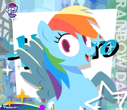 Size: 2063x1779 | Tagged: safe, artist:neoblastonda, imported from derpibooru, rainbow dash, pegasus, pony, female, happy, hasbro, hasbro logo, logo, my little pony logo, solo