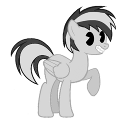 Size: 905x883 | Tagged: safe, artist:mlpfan3991, imported from derpibooru, oc, oc:flare spark, pegasus, pony, 30s, black and white, disney style, female, grayscale, monochrome, simple background, smiling, solo, transparent background