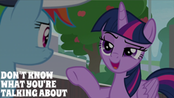 Size: 2000x1125 | Tagged: safe, edit, edited screencap, editor:quoterific, imported from derpibooru, screencap, rainbow dash, twilight sparkle, 2 4 6 greaaat