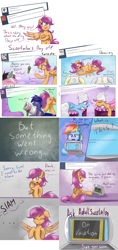 Size: 2562x5450 | Tagged: safe, artist:redheadfly, imported from derpibooru, rainbow dash, scootaloo, oc, oc:blazing sky, pony, comic, older, tumblr:ask-adultscootaloo