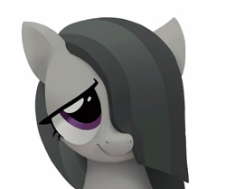 Size: 2450x2048 | Tagged: safe, artist:mandumustbasukanemen, imported from derpibooru, marble pie, pony, bust, female, hair over one eye, looking at you, mare, portrait, simple background, smiling, solo, white background